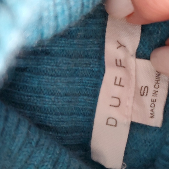Duffy wool turquoise turtleneck sweater size S feels like cashmere EUC - Picture 5 of 8